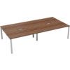 4 Person Double Bench Desk with Cut Out, White/Walnut, 1600 x 800mm thumbnail-0
