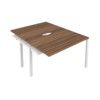 2 Person Double Bench Desk Extension with Cut Out, White/Walnut, 1600 x 800mm thumbnail-0