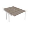 2 Person Double Bench Desk Extension with Cut Out, White/Grey Oak, 1600 x 800mm thumbnail-0