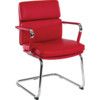 Deco Visitors Chair Cantilever Faux Leather Red thumbnail-0