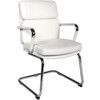 Deco Visitors Chair Cantilever Faux Leather White thumbnail-0