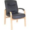 Kingston Visitors Chair Leather Faced Oak/Black thumbnail-0