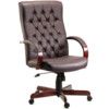 Warwick Button Back Leather Chair Mahogany/Burgundy thumbnail-0