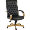 Warwick Button Back Leather Chair Oak/Black thumbnail-0