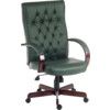 WARWICK TRADITIONAL LEATHER EXECUTIVE ARMCHAIR GREEN/MAHOGANY thumbnail-0