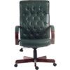 WARWICK TRADITIONAL LEATHER EXECUTIVE ARMCHAIR GREEN/MAHOGANY thumbnail-1