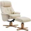 DENVER LEATHER LOOK RECLINER & FOOTSTOOL CREAM thumbnail-0