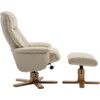 DENVER LEATHER LOOK RECLINER & FOOTSTOOL CREAM thumbnail-1