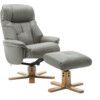 DENVER LEATHER LOOK RECLINER & FOOTSTOOL GREY thumbnail-0