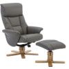 MONTREAL LEATHER LOOK RECLINER & FOOTSTOOL GREY/NATURAL thumbnail-0