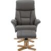 MONTREAL LEATHER LOOK RECLINER & FOOTSTOOL GREY/NATURAL thumbnail-3