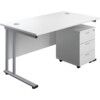 WINDSOR PLUS 1200mm C/LEVER STD DESK 3DR PED WHITE thumbnail-0