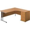 WINDSOR PLUS 1600mm R/H C/L CRES DESK 3DR DESK HIGH PED OAK thumbnail-0