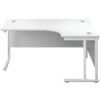 Twin Upright Left Hand Crescent Desk, White, 1800 x 1200mm thumbnail-1