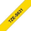 Black on Yellow Strong Adhesive Labelling Tape, 12mm x 8M, TZES631 thumbnail-0