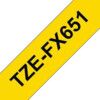 Black on Yellow Flexible ID Labelling Tape, 24mm x 8M, TZEFX651 thumbnail-0