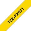 Black on Yellow Flexible ID Labelling Tape, 12mm x 8M, TZEFX631 thumbnail-0