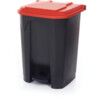 RED/ORANGE PEDAL BIN WITH COLOURED LID - 50L thumbnail-0