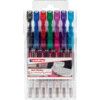 e-2185 Series, Gel Pen, Black/Blue/Red/Green/Pink/Purple/Light Blue, Medium Tip Size, Pack of 7 thumbnail-0