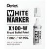 100W, Permanent Marker Pen, White, Broad, Bullet, Non-Retractable, 12 Pack thumbnail-2