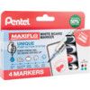 Maxiflo, Whiteboard Marker, Assorted, Fine, Bullet, Non-Retractable, 4 Pack thumbnail-1