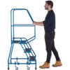 4-Wide Tread,  Step Platform, 0.93m, Spring-Loaded Castors, Anti-Slip, Handrail, Blue thumbnail-2