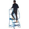 4-Wide Tread,  Step Platform, 0.93m, Spring-Loaded Castors, Anti-Slip, Handrail, Blue thumbnail-3