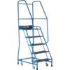 4-Wide Tread,  Step Platform, 0.93m, Spring-Loaded Castors, Anti-Slip, Handrail, Blue thumbnail-4