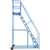 13-Wide Tread,  Warehouse Ladder, 3.25m, Non-Slip, Handrails, Mobile Blue thumbnail-2