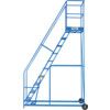 13-Wide Tread,  Warehouse Ladder, 3.25m, Non-Slip, Handrails, Mobile Blue thumbnail-3