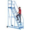 8-Wide Tread,  Warehouse Ladder, 2m, Non-Slip, Handrails, Mobile Blue thumbnail-0