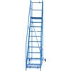 10-Wide Tread,  Warehouse Ladder, 2.5m, Non-Slip, Handrails, Mobile Blue thumbnail-4