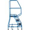 3-Wide Tread,  Step Platform, 0.72m, Spring-Loaded Castors, Anti-Slip, Handrail, Blue thumbnail-3