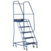 5-Wide Tread,  Step Platform, 1.16m, Spring-Loaded Castors, Anti-Slip, Handrail, Blue thumbnail-0