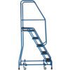 5-Wide Tread,  Step Platform, 1.16m, Spring-Loaded Castors, Anti-Slip, Handrail, Blue thumbnail-1