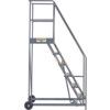 6-Wide Tread,  Warehouse Ladder, 1.5m, Non-Slip, Handrails, Mobile Grey thumbnail-1