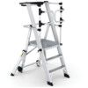 3-Tread, Folding Ladder Working Platform, 0.81m, Aluminium, Non-Slip, Guardgate, Mobile thumbnail-0