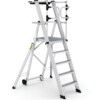 5-Tread, Folding Ladder Working Platform, 1.35m, Aluminium, Non-Slip, Guardgate, Mobile thumbnail-0