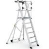 6-Tread, Folding Ladder Working Platform, 1.61m, Aluminium, Non-Slip, Guardgate, Mobile thumbnail-0