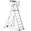 7-Tread, Folding Ladder Working Platform, 1.88m, Aluminium, Non-Slip, Guardgate, Mobile thumbnail-0