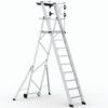 9-Tread, Folding Ladder Working Platform, 2.38m, Aluminium, Non-Slip, Guardgate, Mobile thumbnail-0