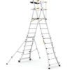 10-Tread, Folding Telescopic Platform steps, 1.76m, Aluminium, Non-Slip, Locking stabilisers, Mobile Silver thumbnail-0