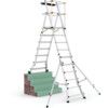 10-Tread, Folding Telescopic Platform steps, 1.76m, Aluminium, Non-Slip, Locking stabilisers, Mobile Silver thumbnail-1