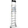 10-Tread, Folding Telescopic Platform steps, 1.76m, Aluminium, Non-Slip, Locking stabilisers, Mobile Silver thumbnail-2