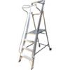 8-Wide Tread, Folding Step Ladder, 2m, Aluminium, Non-Slip, Handrails, Safety chain,  Silver thumbnail-0
