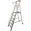 8-Wide Tread, Folding Step Ladder, 2m, Aluminium, Non-Slip, Handrails, Safety chain,  Silver thumbnail-1