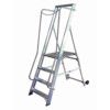 5-Wide Tread, Folding Step Ladder, 1.04m, Aluminium, Non-Slip, Handrails, Safety chain,  Silver thumbnail-0