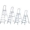 6-Wide Tread, Folding Step Ladder, 1.3m, Aluminium, Non-Slip, Handrails, Safety chain,  Silver thumbnail-0