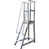 12-Tread, Folding Platform Step Ladder, 0m, Aluminium, Rubber Feet, High Guardrail, Silver thumbnail-0