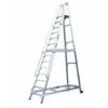 14-Tread,  Trade Ladder, 3.42m, Aluminium, Non-Slip, Handrails, Silver thumbnail-0